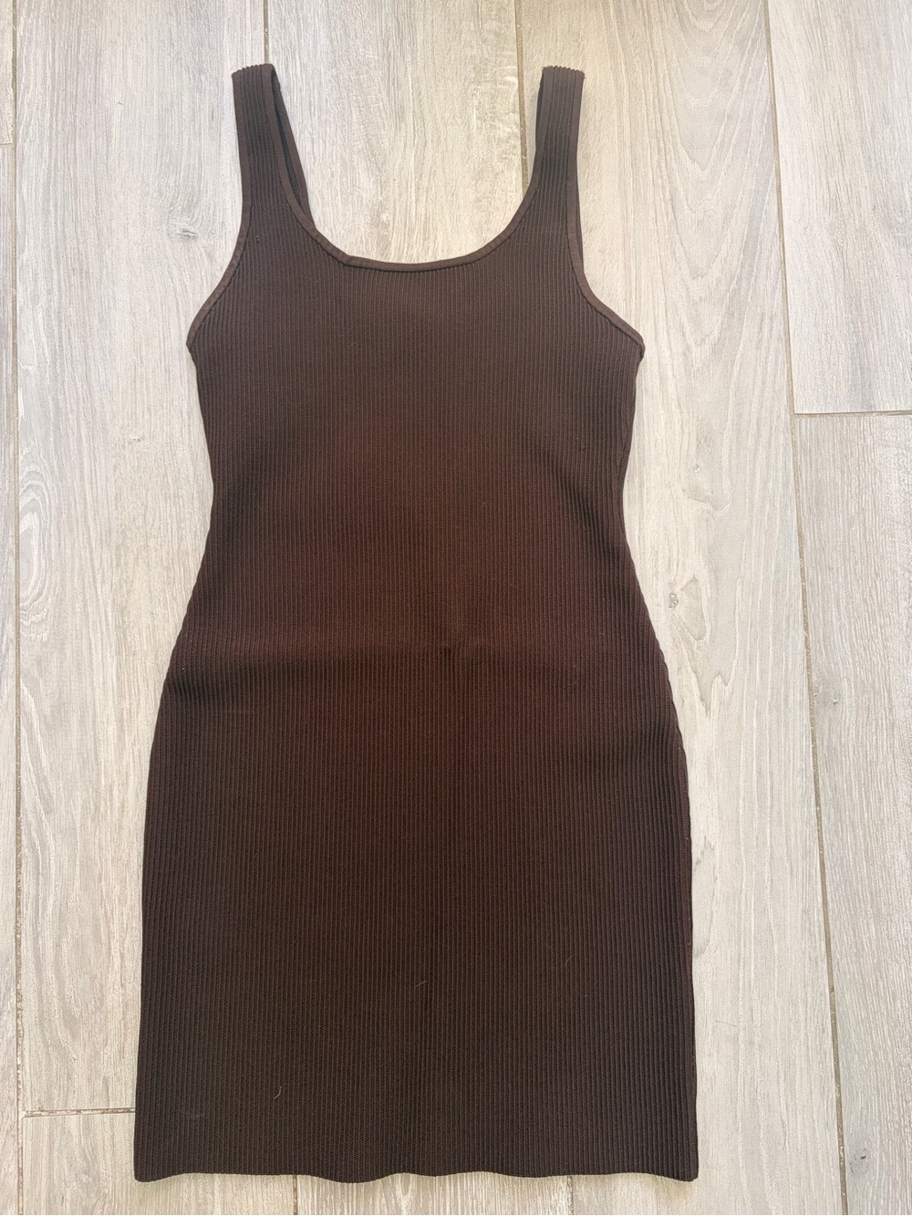 Babaton Ribbed Tank Mini Dress in Dark Brown